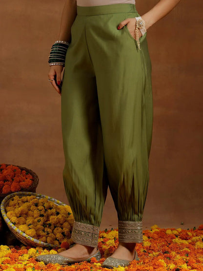 Gerua Green Yoke Design Silk Blend Straight Suit With Dupatta