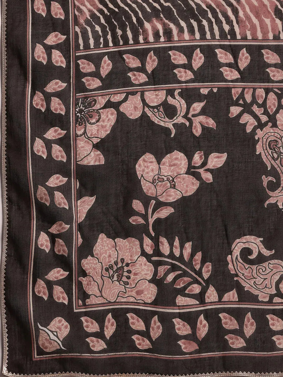 Libas Black Printed Cotton Straight Suit With Dupatta
