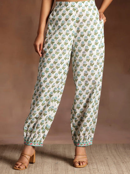 Gerua Turquoise Printed Cotton Blend Straight Suit With Dupatta
