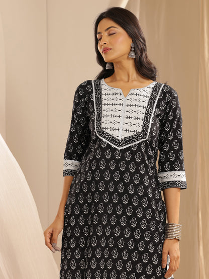 Libas Monochrome Printed Cotton Straight Suit With Dupatta