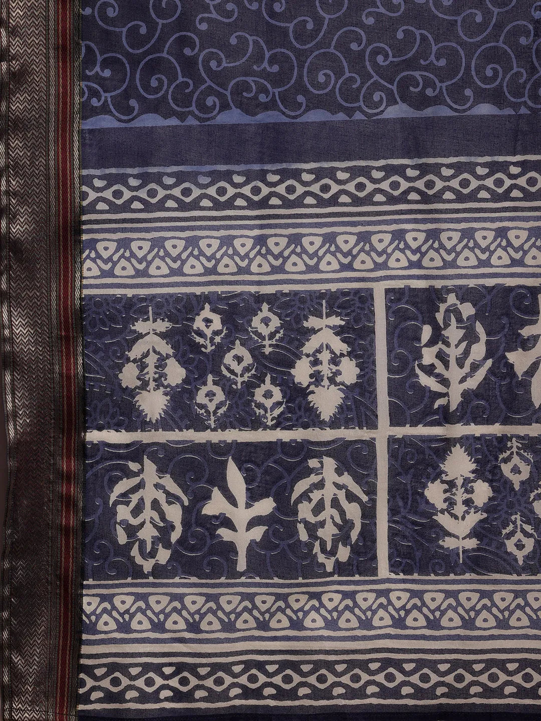Libas Indigo Printed Cotton Straight Suit With Dupatta