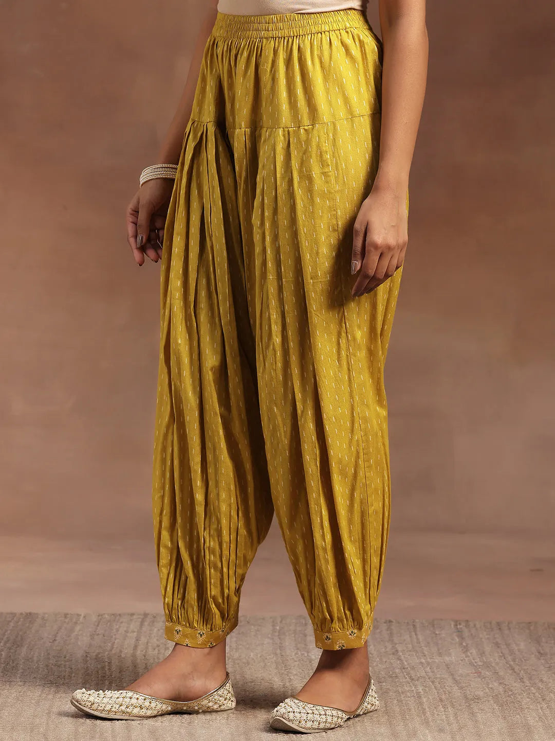 Libas Mustard Printed Cotton Straight Suit With Dupatta