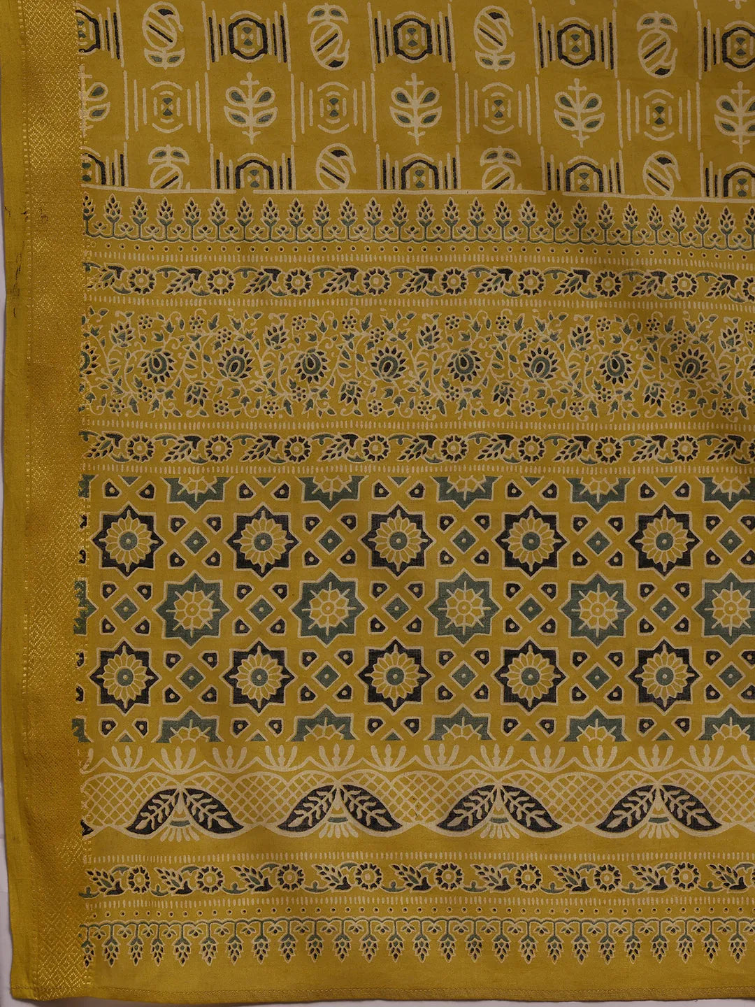 Libas Mustard Printed Cotton Straight Suit With Dupatta