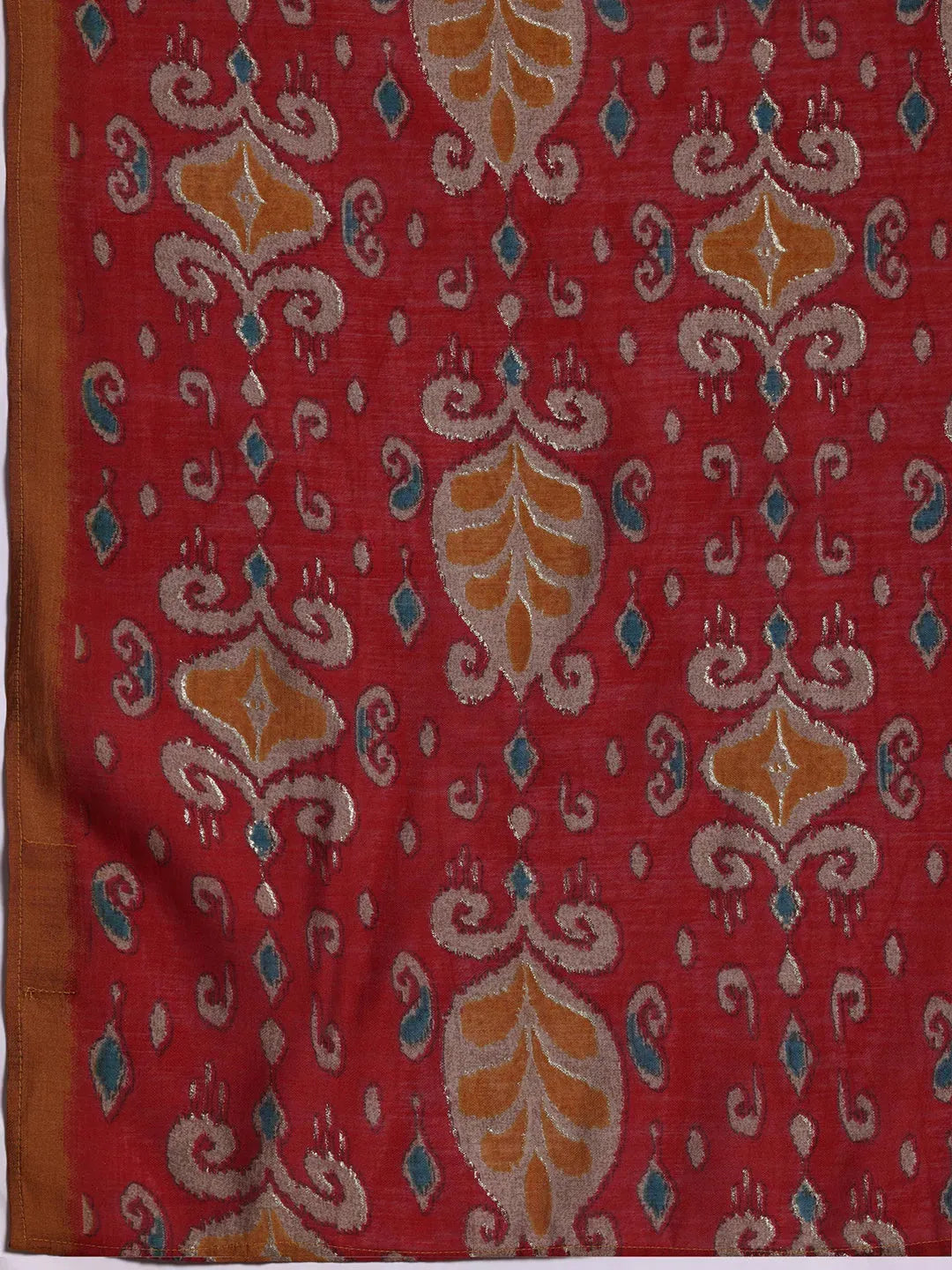 Libas Mustard Printed Silk Blend Straight Suit With Dupatta