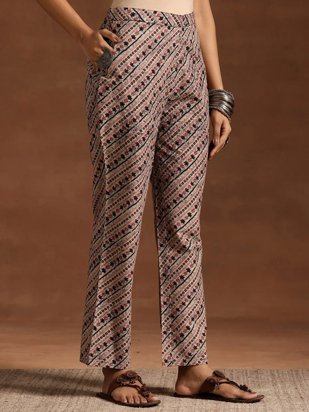 Libas Black Printed Cotton Straight Kurta Set
