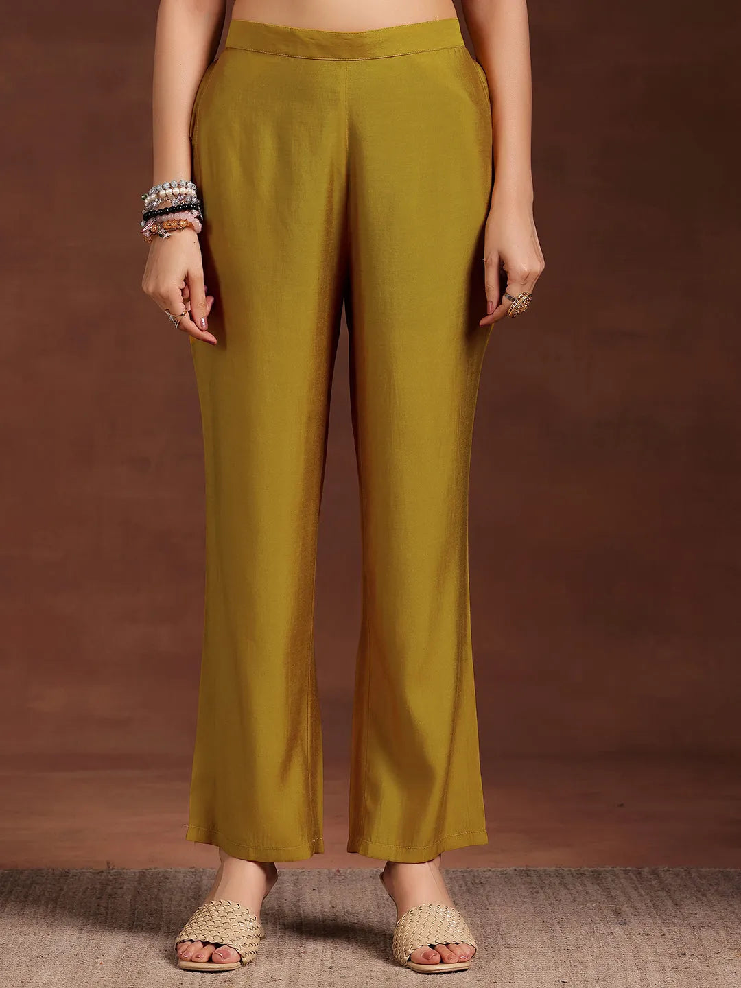 Libas Mustard Printed Silk Blend Co-Ords