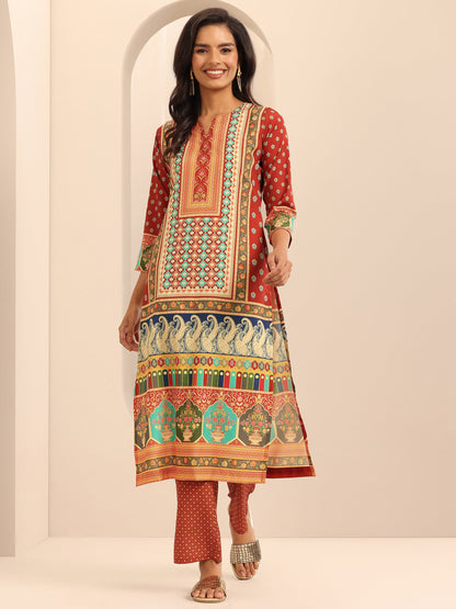 Libas Multi Printed Poly Crepe Straight Kurta Set