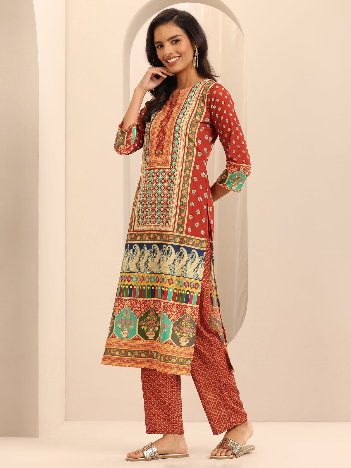 Libas Multi Printed Poly Crepe Straight Kurta Set