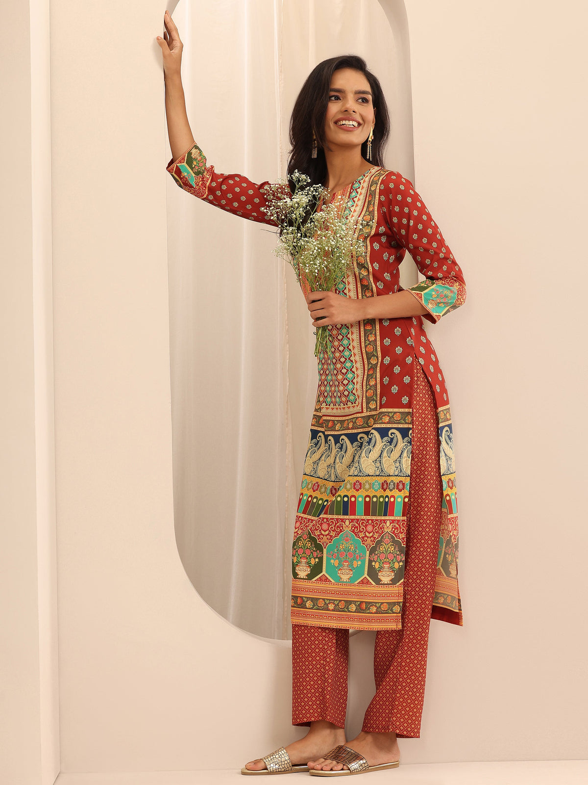 Libas Multi Printed Poly Crepe Straight Kurta Set