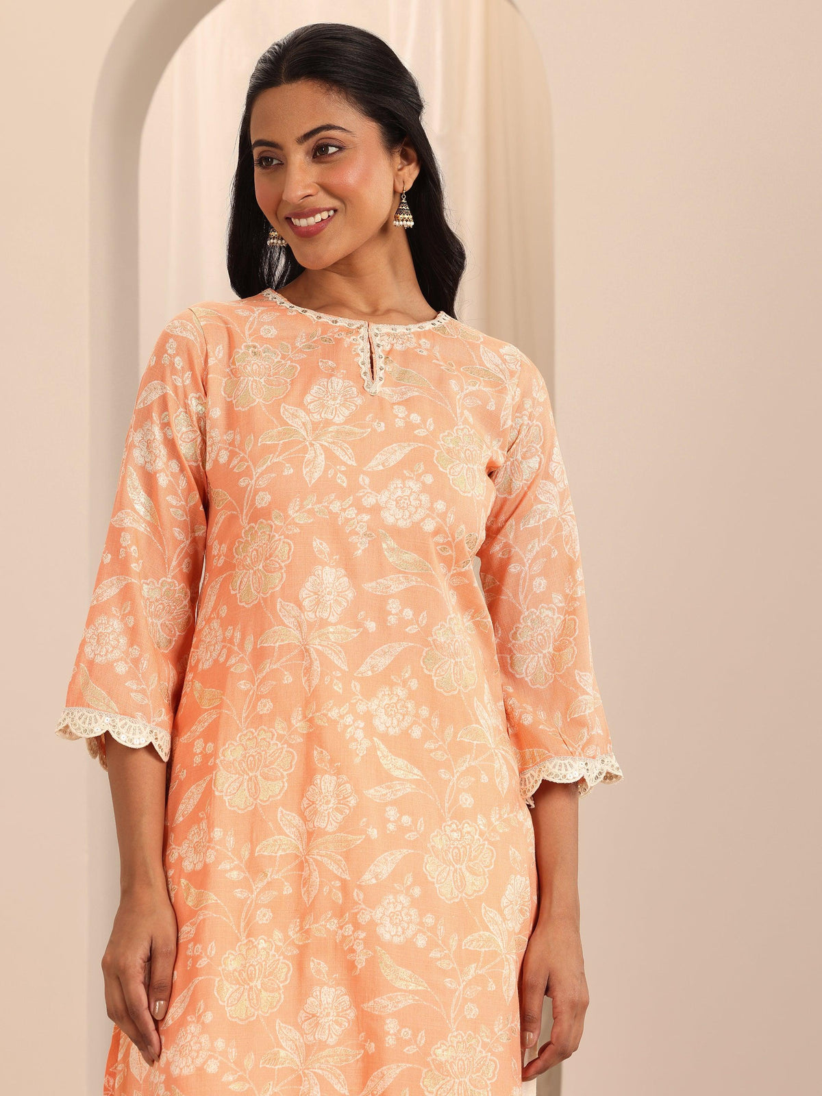 Gerua Orange Printed Cotton Blend Straight Suit With Dupatta