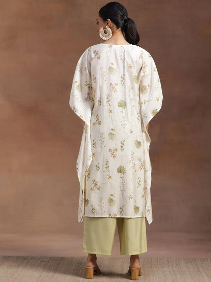Libas Cream Printed Silk Blend Co-Ords