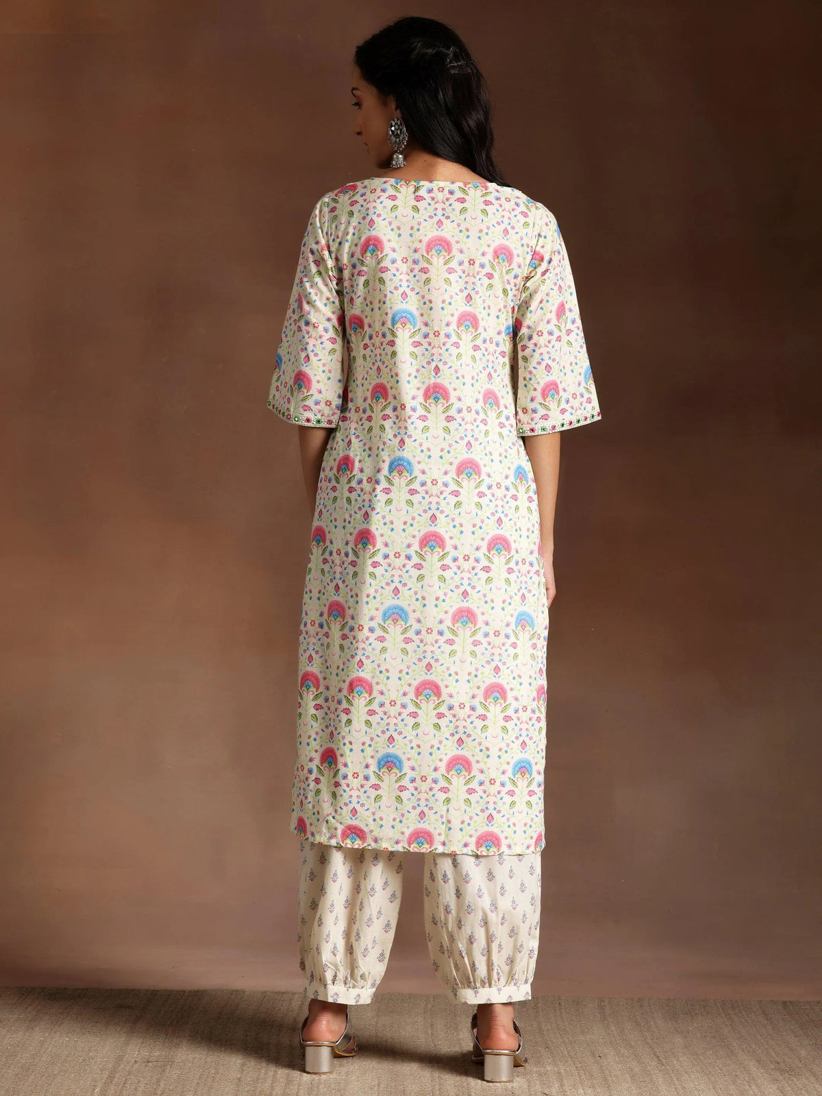 Libas Off White Printed Cotton Straight Kurta Set