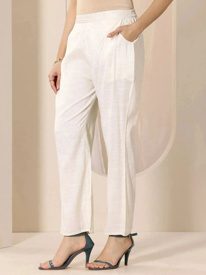Libas Off white Printed Silk Blend A-Line Kurta Set