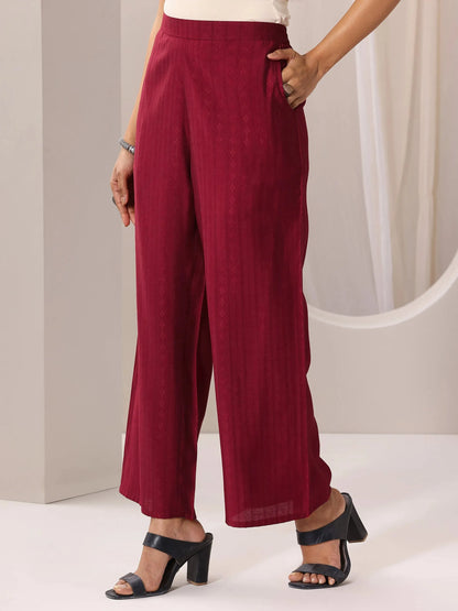 Libas Maroon Woven Design Silk Blend Straight Suit Set With Dupatta