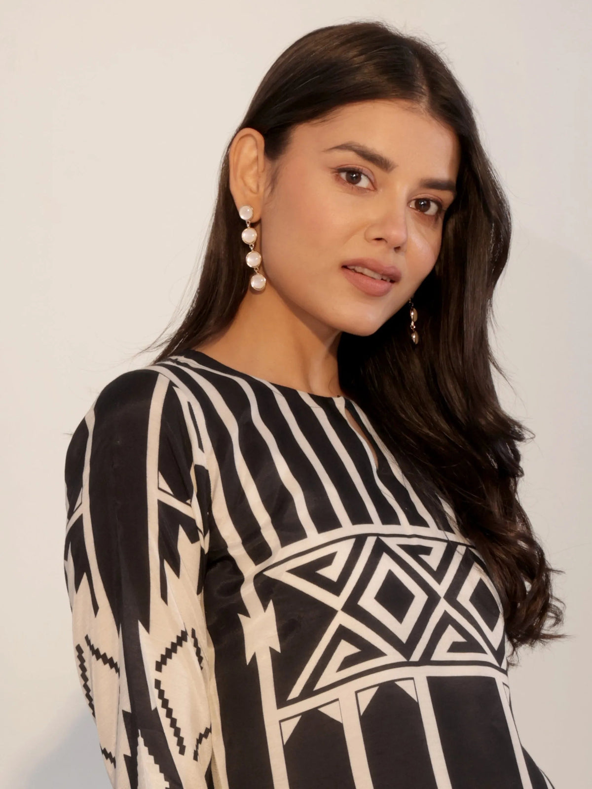 Libas Black Printed Silk Blend Straight Suit With Dupatta