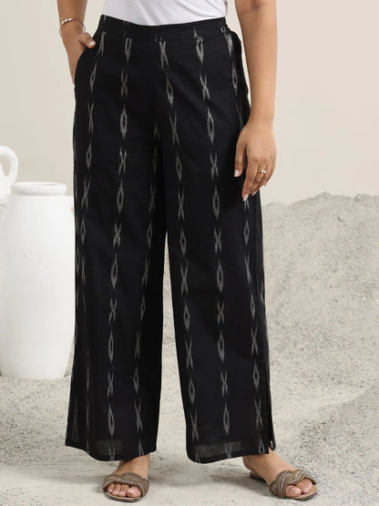 Libas Black Woven Design Cotton Straight Suit With Dupatta