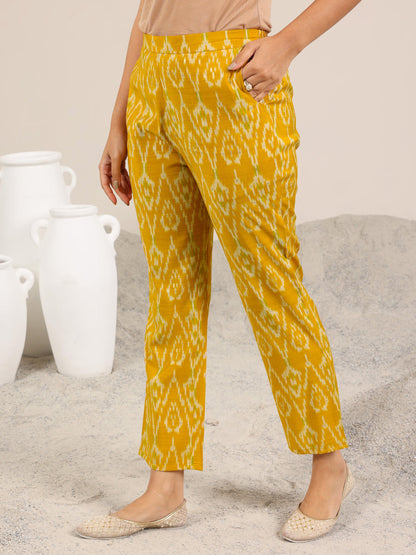Libas Mustard Printed Silk Blend Co-Ord Sets
