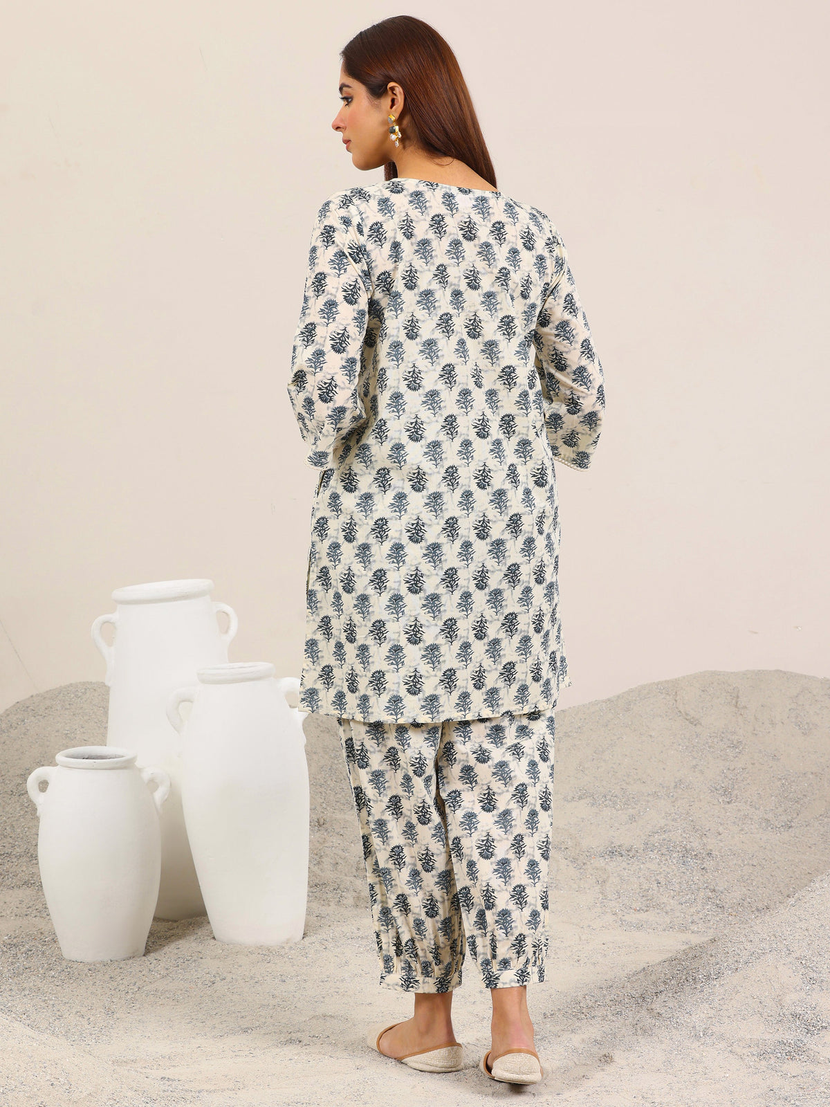Libas Off White Printed Pure Cotton Co-Ord Sets