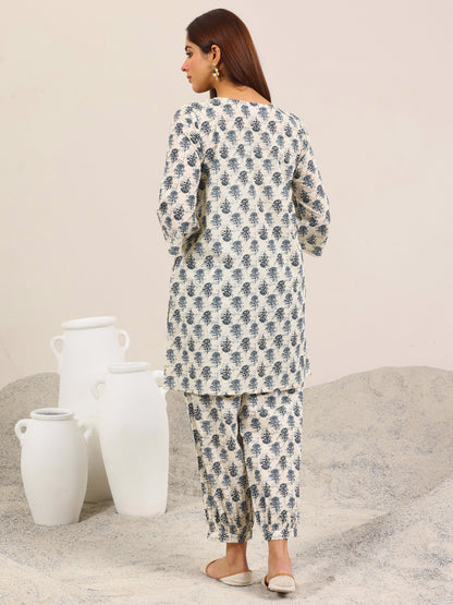 Libas Off White Printed Pure Cotton Co-Ord Sets