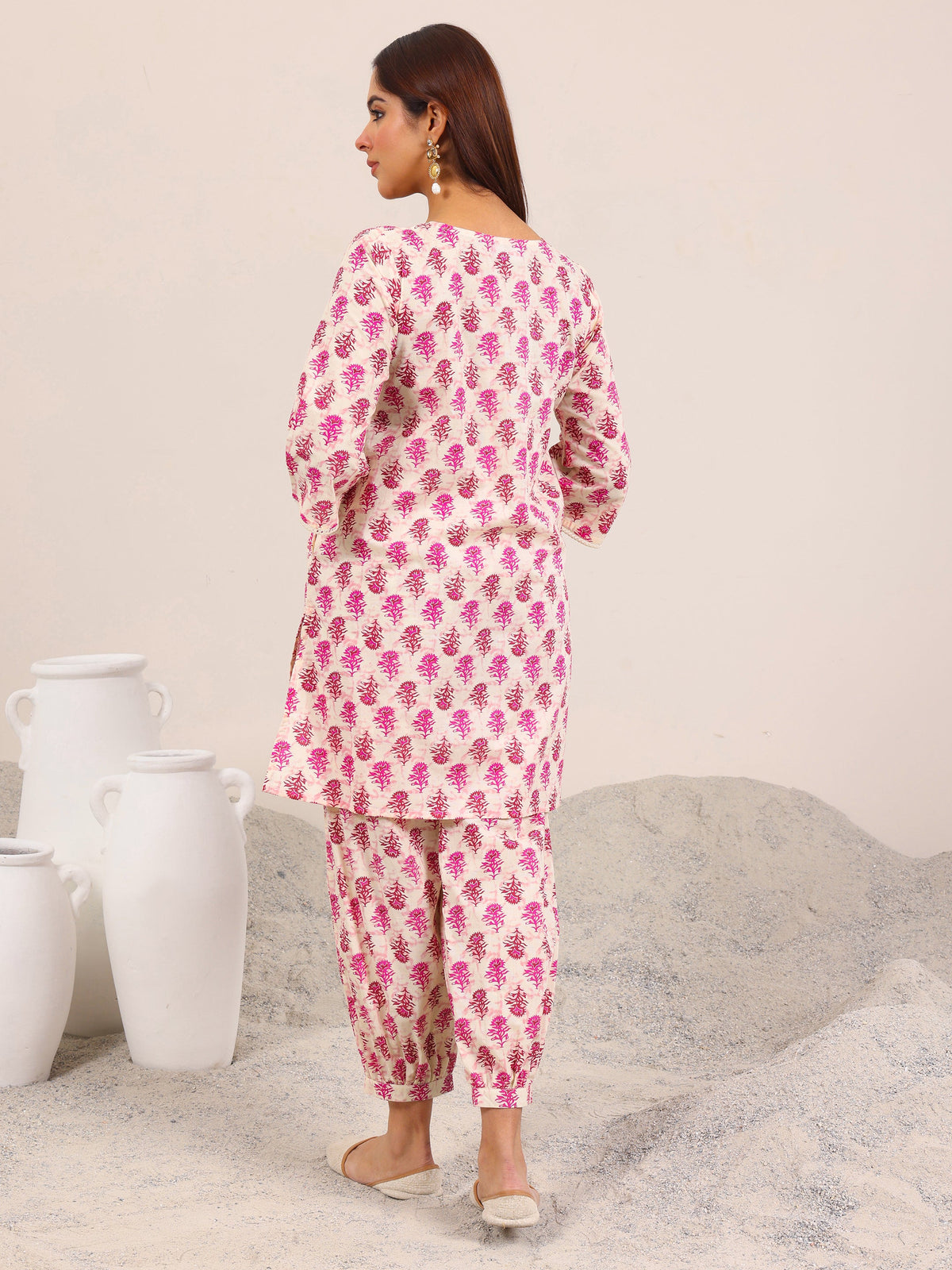 Libas Pink Printed Pure Cotton Co-Ord Sets
