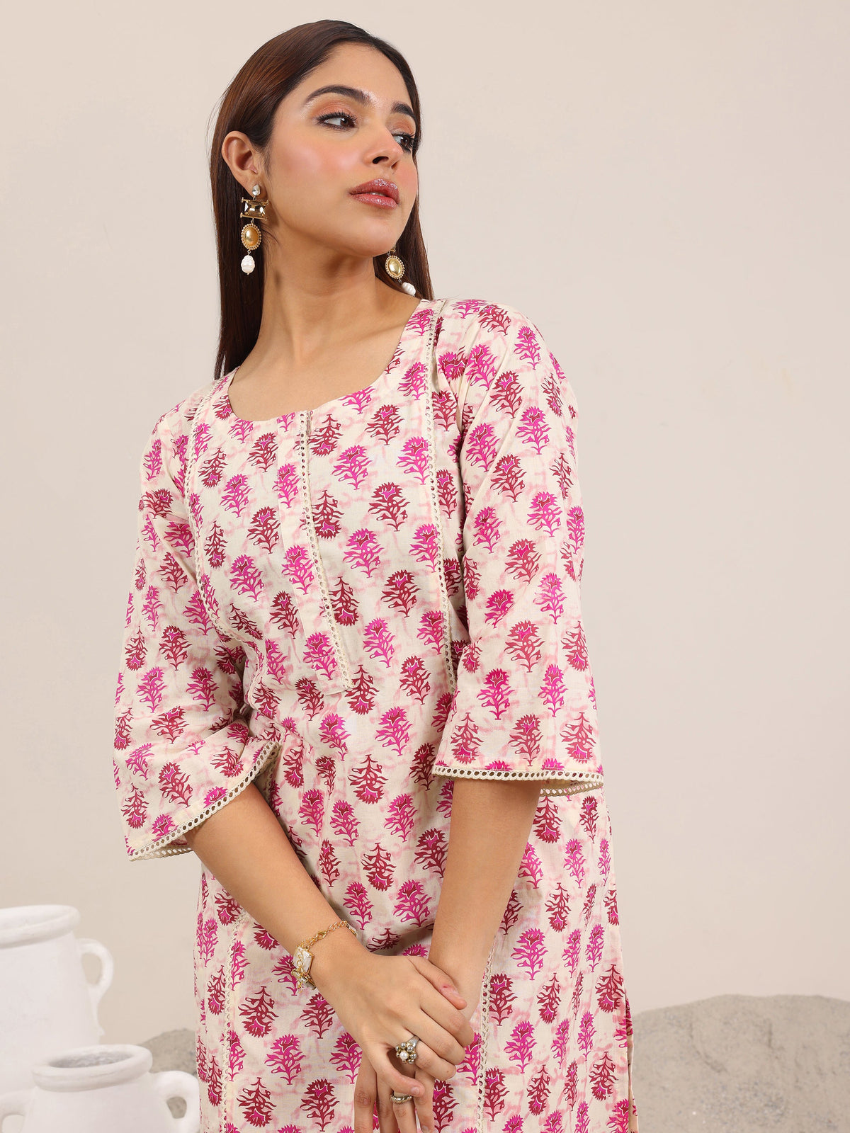 Libas Pink Printed Pure Cotton Co-Ord Sets