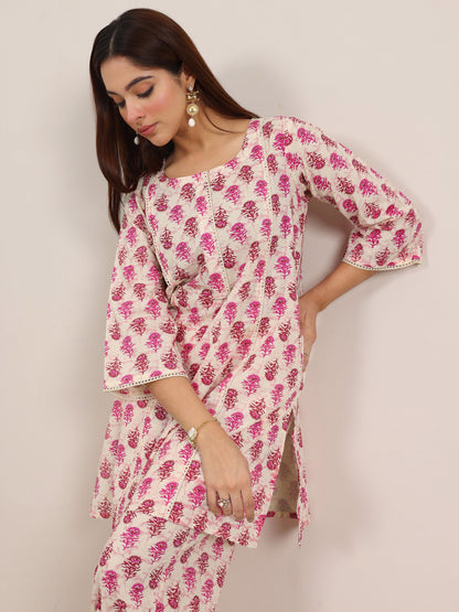 Libas Pink Printed Pure Cotton Co-Ord Sets
