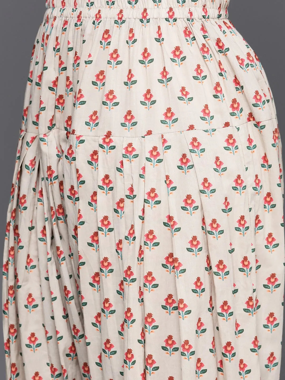 Libas Beige Printed Cotton Straight Kurta Set