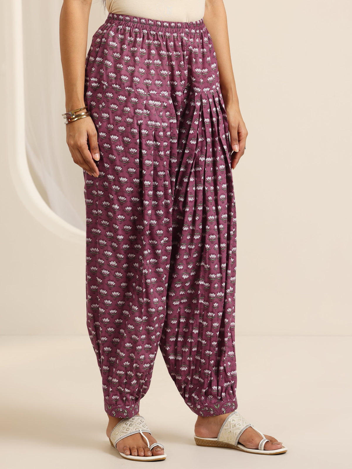 Libas Mauve Printed Cotton Straight Suit Set With Dupatta