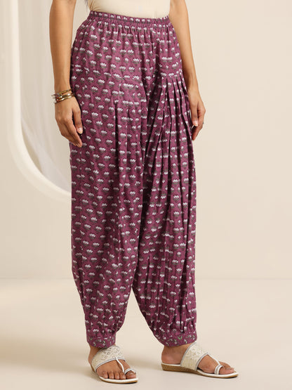 Libas Mauve Printed Cotton Straight Suit Set With Dupatta