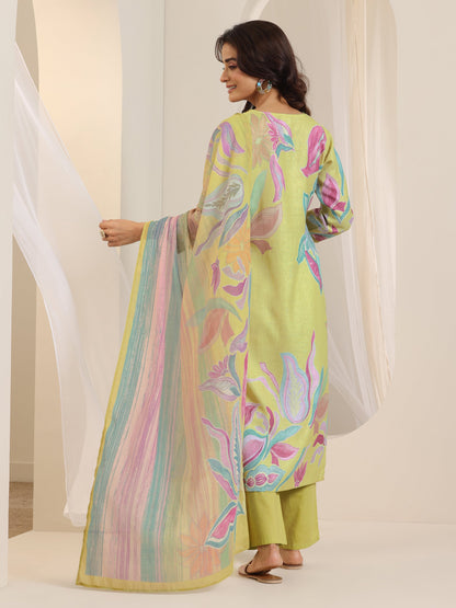 Libas Multi Printed Cotton Blend Straight Suit Set With Dupatta