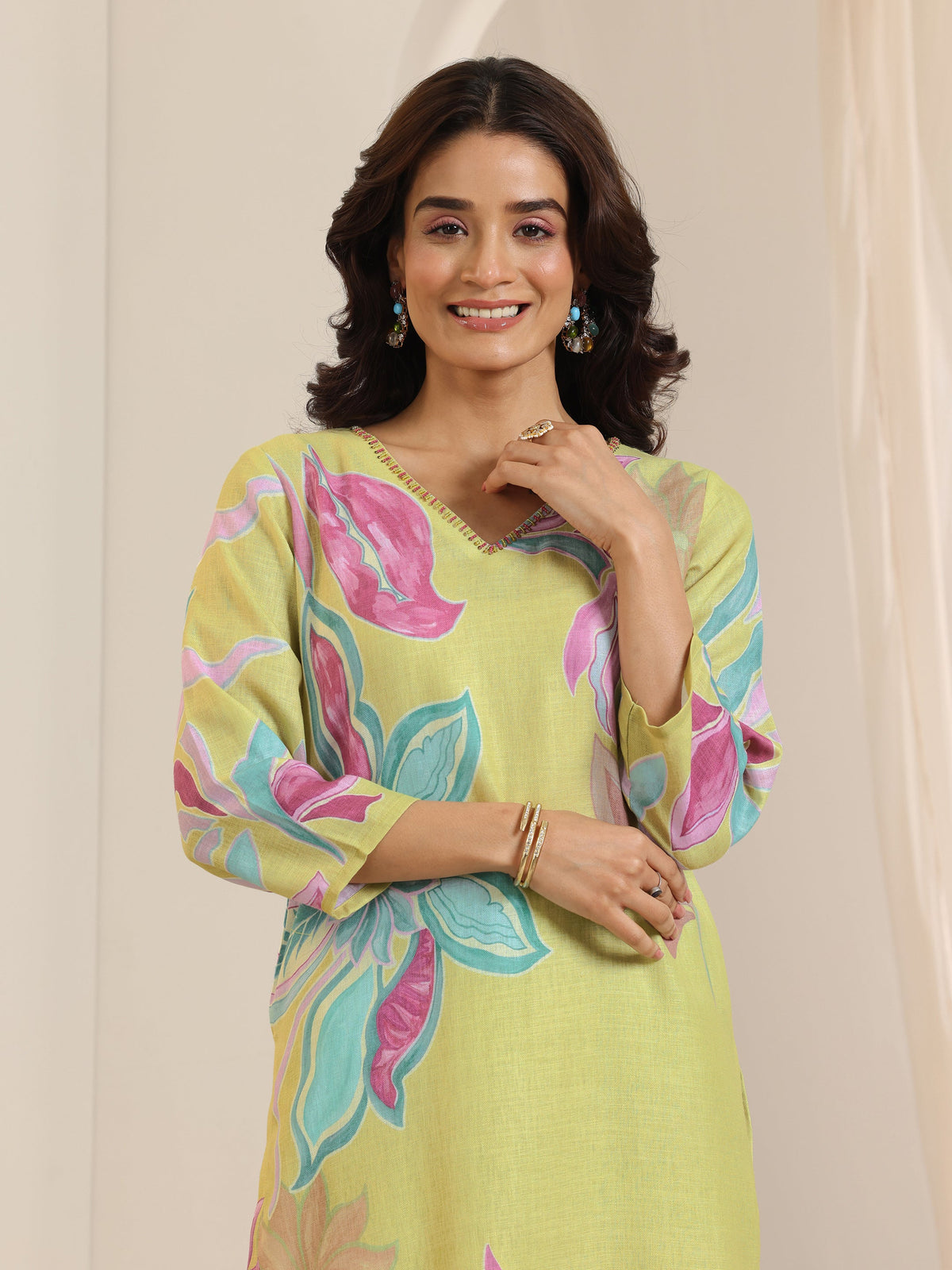 Libas Multi Printed Cotton Blend Straight Suit Set With Dupatta
