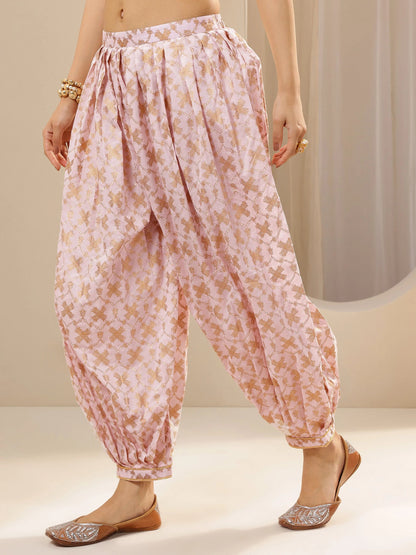 Libas Pink Printed Cotton Straight Suit Sets With Dupatta