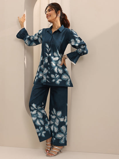 Libas Blue Printed Cotton Co-Ord Sets