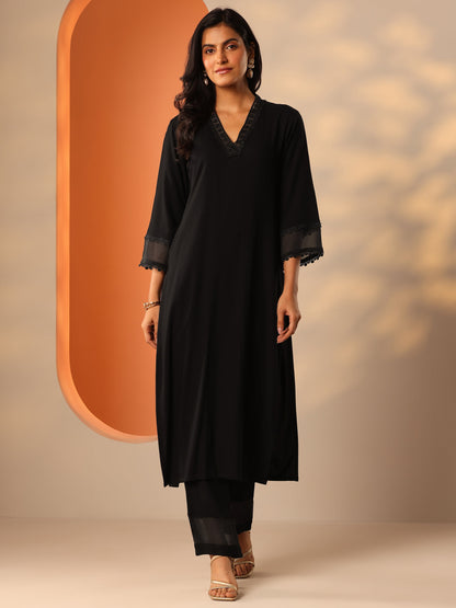 Libas Black Embellished Rayon Co-Ord Sets