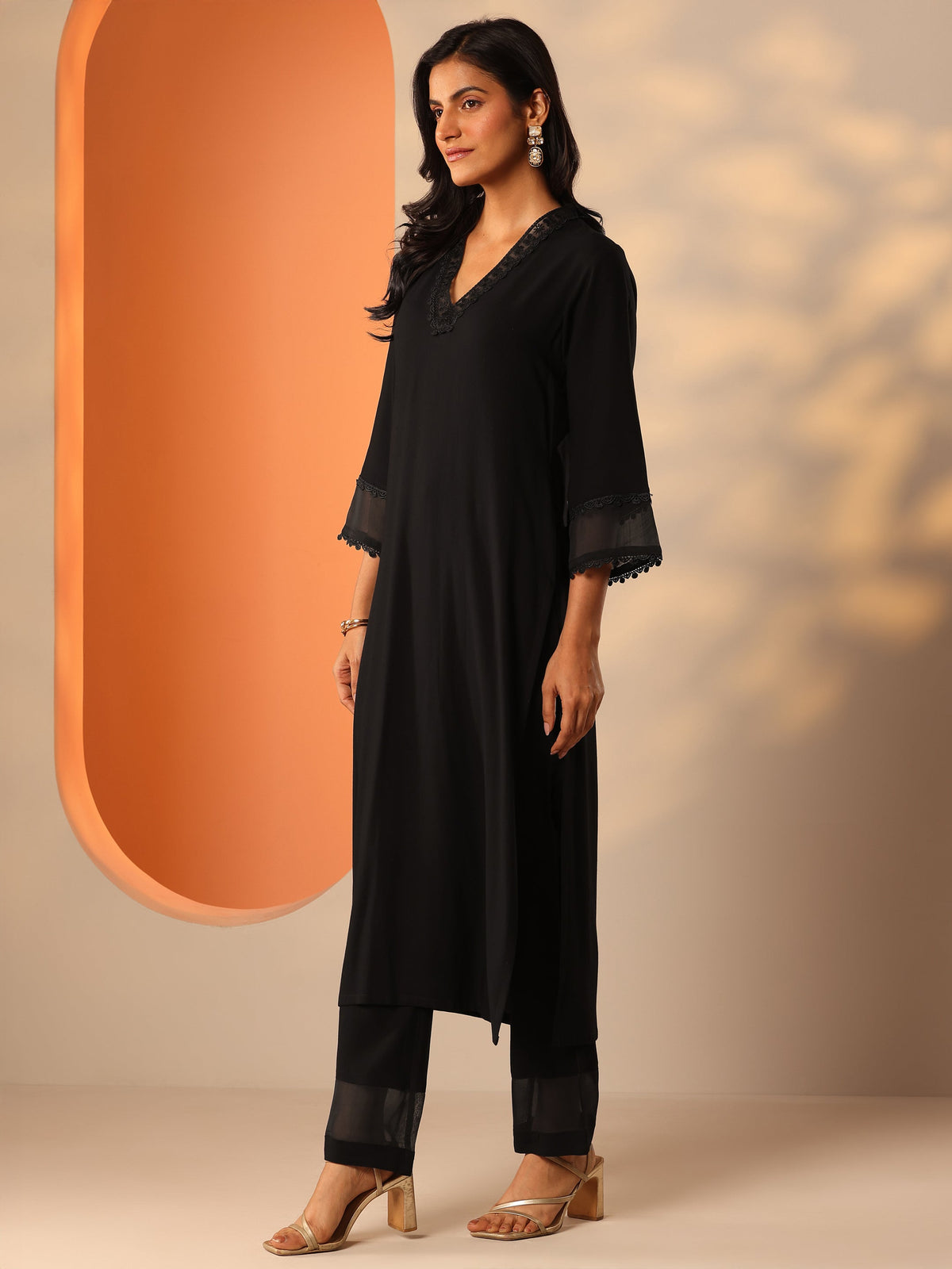 Libas Black Embellished Rayon Co-Ord Sets
