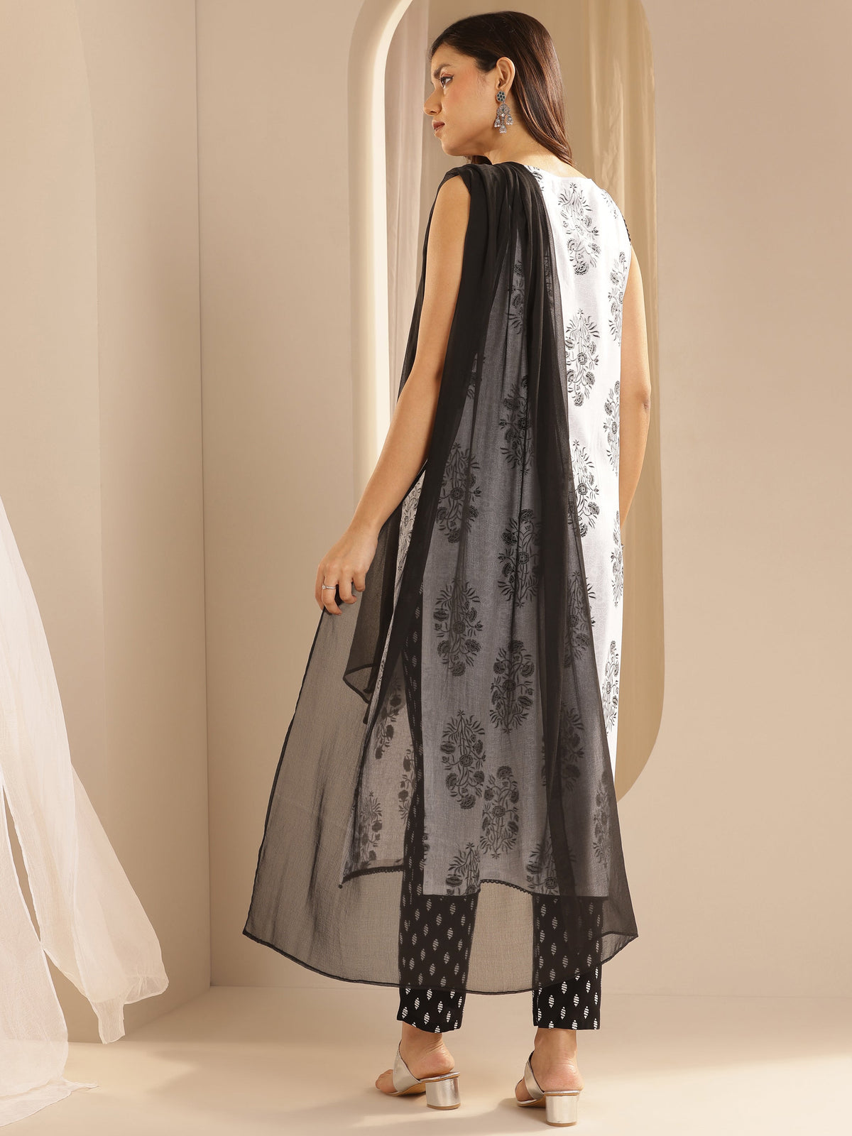 Gerua White Printed Rayon Straight Suit Set With Dupatta