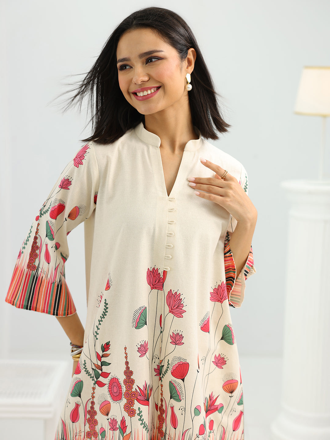 Libas Off White Printed Cotton Co-Ord Sets
