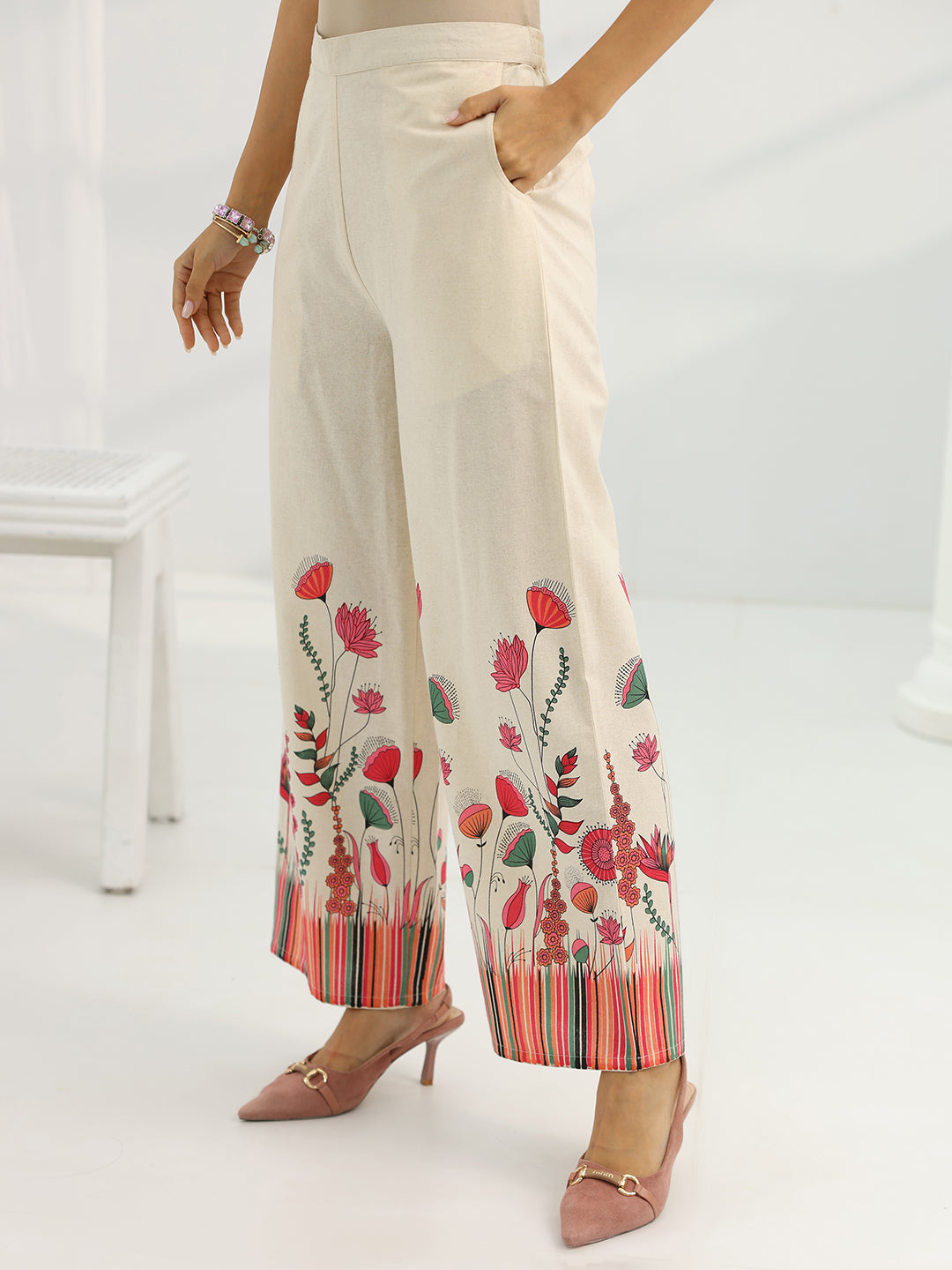 Libas Off White Printed Cotton Co-Ord Sets