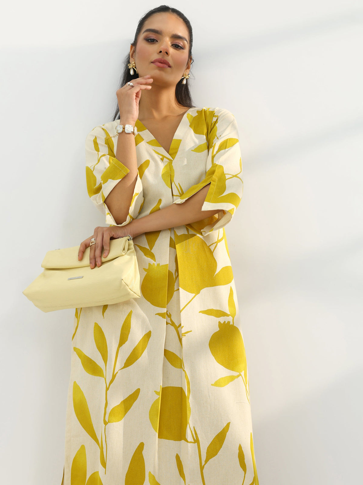 Libas Off White Printed Cotton Straight Kurta Set