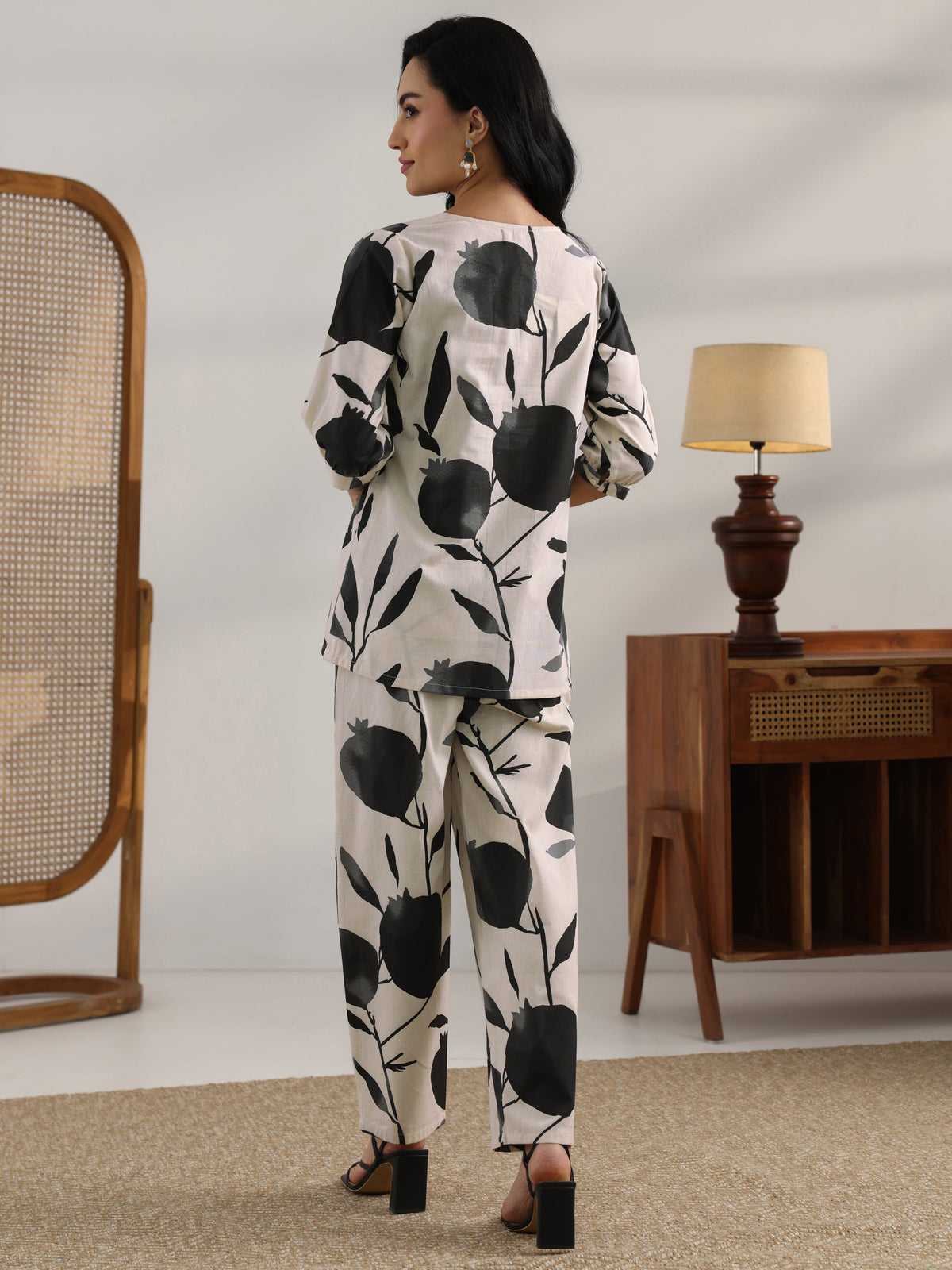 Libas Off White Printed Cotton Straight Co-Ord Sets