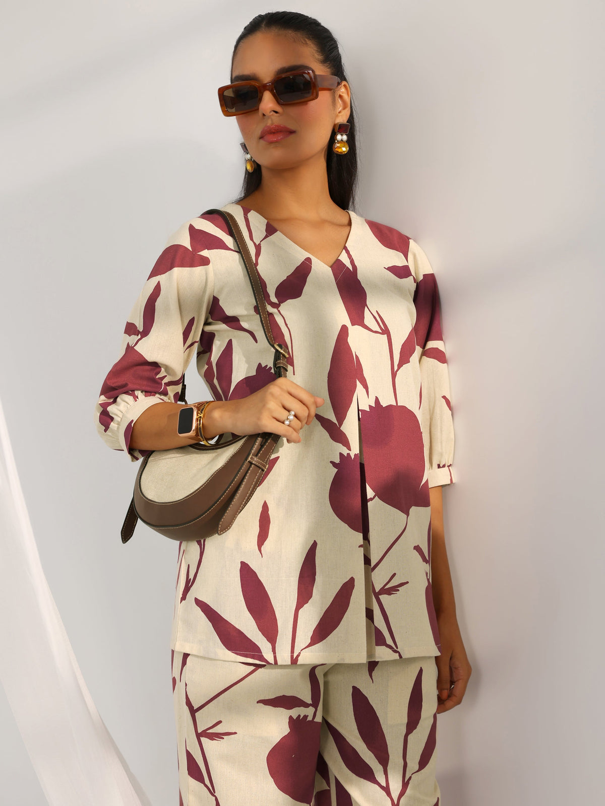 Libas Off White Printed Cotton Straight Co-Ord Sets