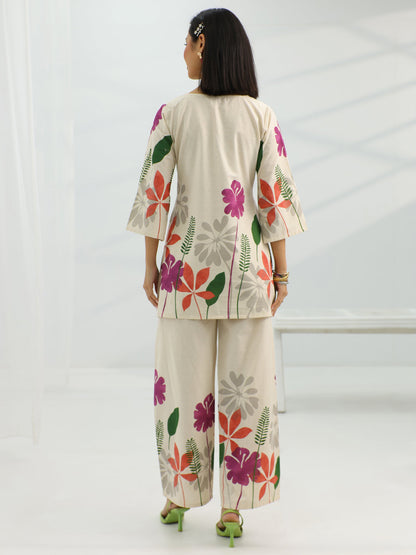 Libas Off White Printed Cotton Co-Ord Sets