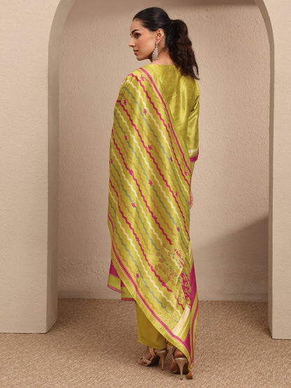 Libas Mustard Printed Silk Blend Straight Suit Set With Dupatta