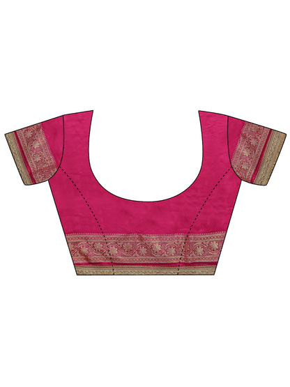 Libas Art Pink Banarasi Silk Blend Saree With Unstitched Blouse Piece