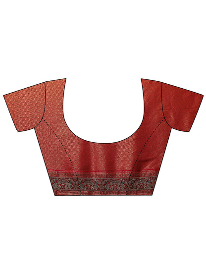 Libas Art Mustard Ethnic Motifs Woven Design Silk Blend Saree With Unstitched Blouse Piece