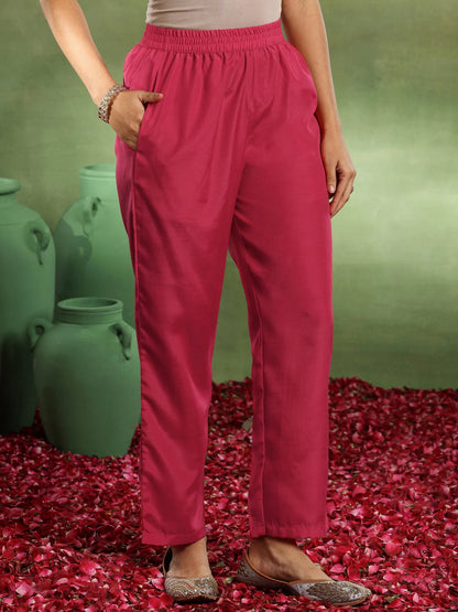 Libas Pink Woven Design Silk Blend Straight Suit With Dupatta