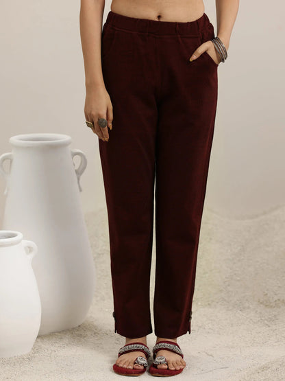 Libas Maroon Yoke Design Wool Blend Straight Suit With Dupatta