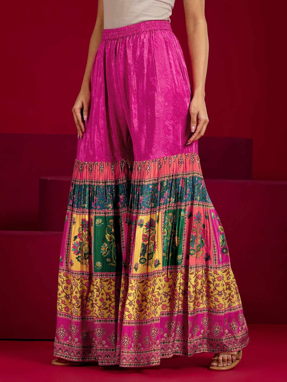 Libas Art Pink Embroidered Silk Blend Straight Suit With Dupatta