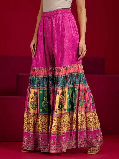 Libas Art Pink Embroidered Silk Blend Straight Suit With Dupatta