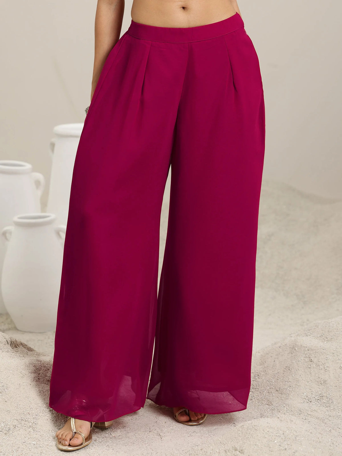 Libas Pink Embellished Georgette Co-Ords With Shrug